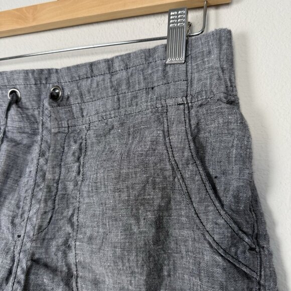 Athleta 100% Linen Shorts Womens Size 2 Lightweight Drawstring Casual Beach Gray - Picture 2 of 7